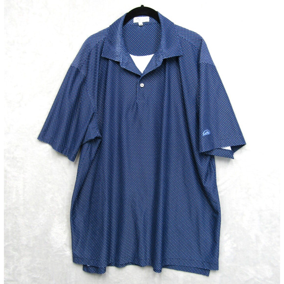 Peter Millar Polo Shirt Mens Extra Large Summer Comfort Blue Polka Dot Pattern - Picture 1 of 13